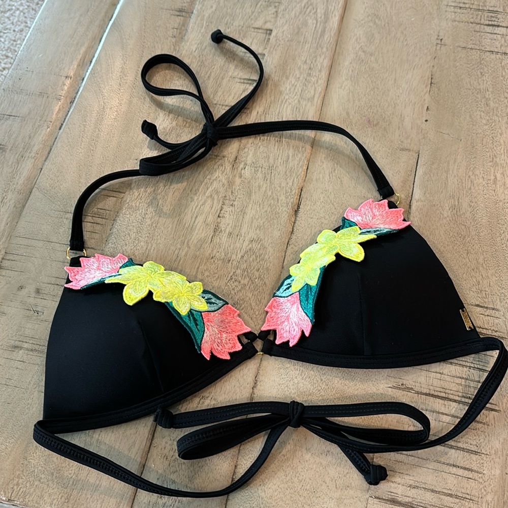 PINK swim top padded floral